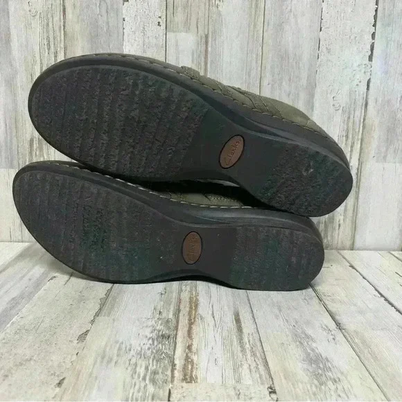 Clarks Womens Ideo Chilly Loafer Shoes Green Low Top Leather Slip Ons 9N - Picture 5 of 9